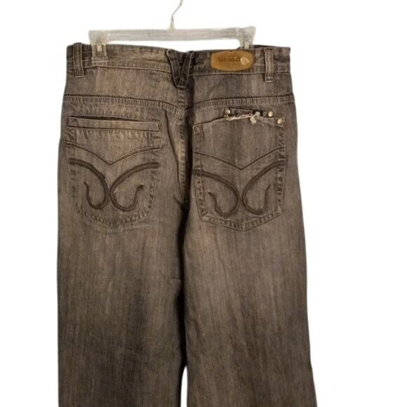 Vibes Gold Label Size W36 L34 Jeans Mens Straight Leg Black Denim Vintage Y2K - Picture 8 of 14